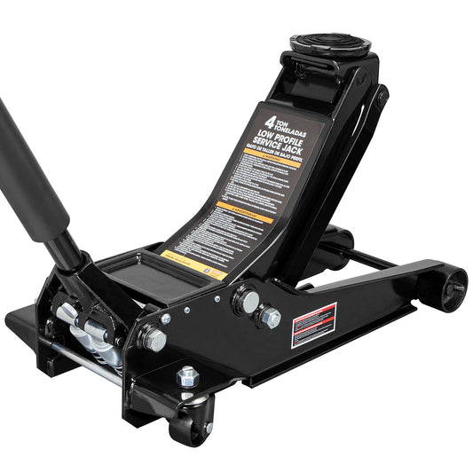 BLACK JACK Hydraulic Low Profile Service Floor Jack with Dual Piston Quick Lift Pump 4 Ton 8000 lb Capacity Black