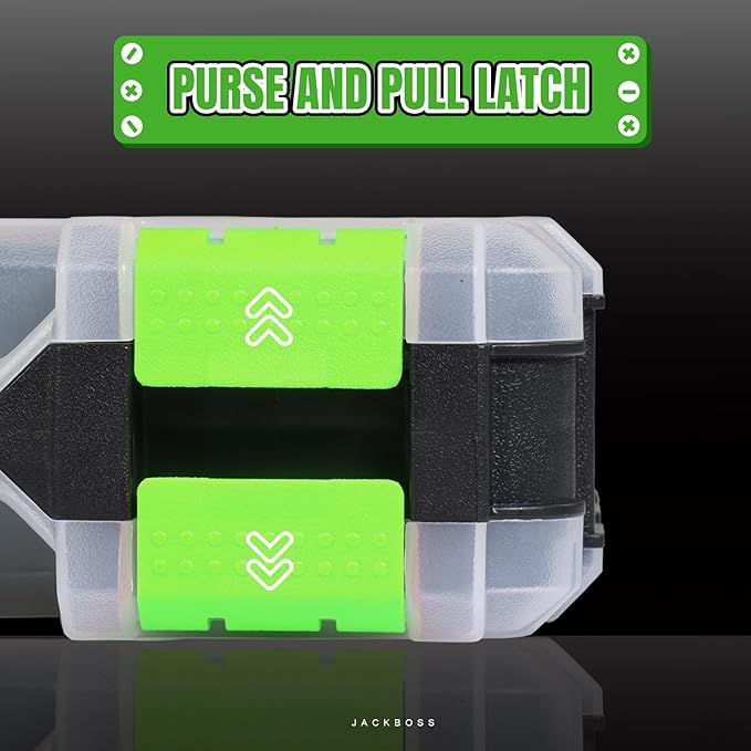 BLACK JACK Tool Box with Transparent Lid, Double Side 34-Compartments Organizer Box with Removable Dividers for Hardware, Screws, Bolts, Nails, Beads, Jewelry and Fishing Accessories, Green, 2 Pack