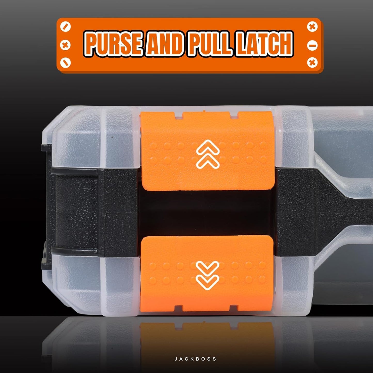 BLACK JACK Tool Box with Transparent Lid, Double Side 34-Compartments Organizer Box with Removable Dividers for Hardware, Screws, Bolts, Nails, Beads, Jewelry and Fishing Accessories, Orange, 2 Pack