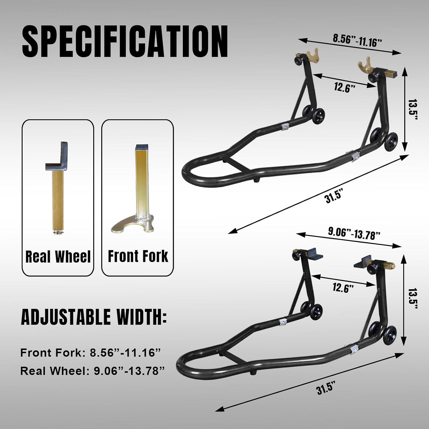 BLACK JACK Motorcycle Stand Rear Combo Wheel Lift Stand, 500Lbs Capacity,Swingarm Spool Paddock Stand for Sport Bike,Fit for Yamaha, for Honda, Suitable for Kawasaki, Black