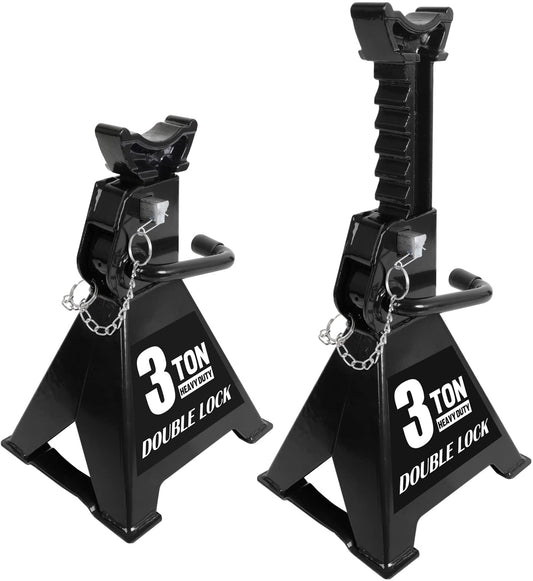 BLACK JACK Steel Heavy Duty Jack Stands Double Locking Pins 3 Ton 6000 lb Capacity Black 1 Pair
